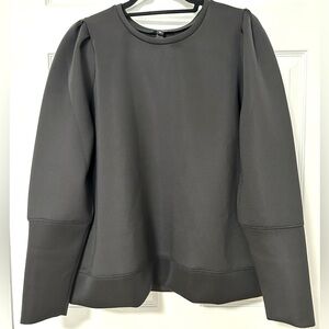 Stella & Dot Black Crewneck Puff-Sleeve Sweater